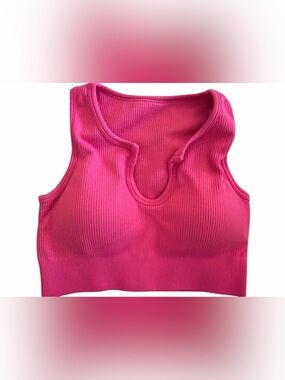 OQQ Ribbed Pink Tank Crop Top